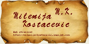 Milenija Kostačević vizit kartica